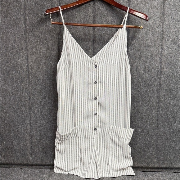 Topshop Pants - Topshop Striped Jumpsuit in White and Gray